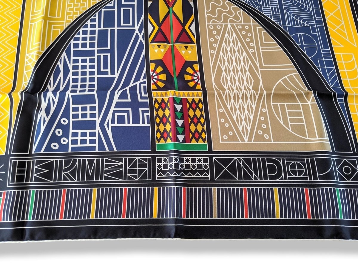 Hermes 2018 Jaune/Bordeaux/Vert NDOP by Anamorphee Inspired by Africa Twill 90cm, NIB! - poupishop