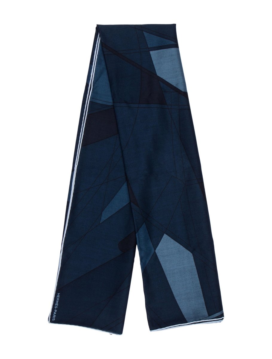 Hermes 2018 Navy/Pilot Blue/Sky FORCE CENTRIFUGE by Nigel Peake 70% Wool/30% Silk Shawl 140 cm, BNWT! - poupishop