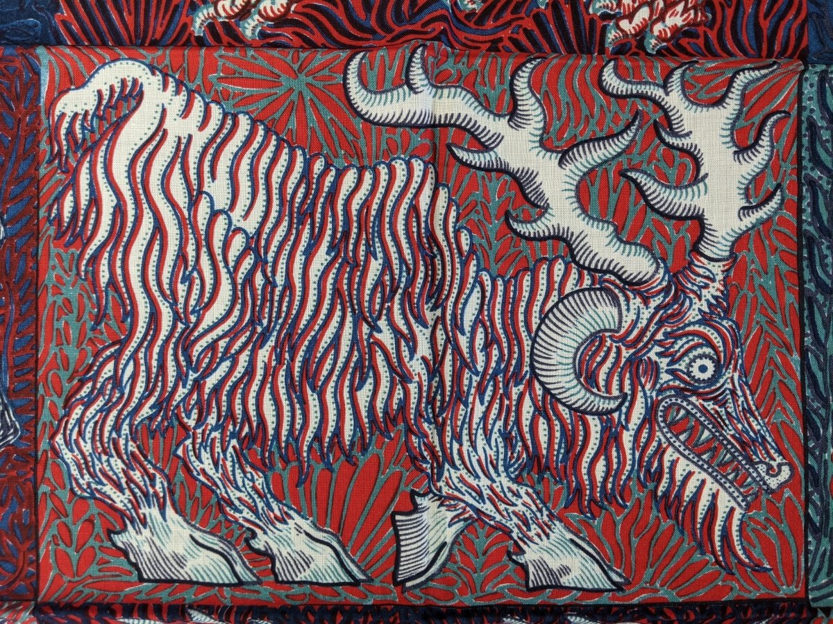 Hermes 2018 Piment/Marine/Blanc SWEET DREAMS Monsters by Jan Bajtlik 70% Wool/30% Silk Carre H 100 cm, BNWT! - poupishop