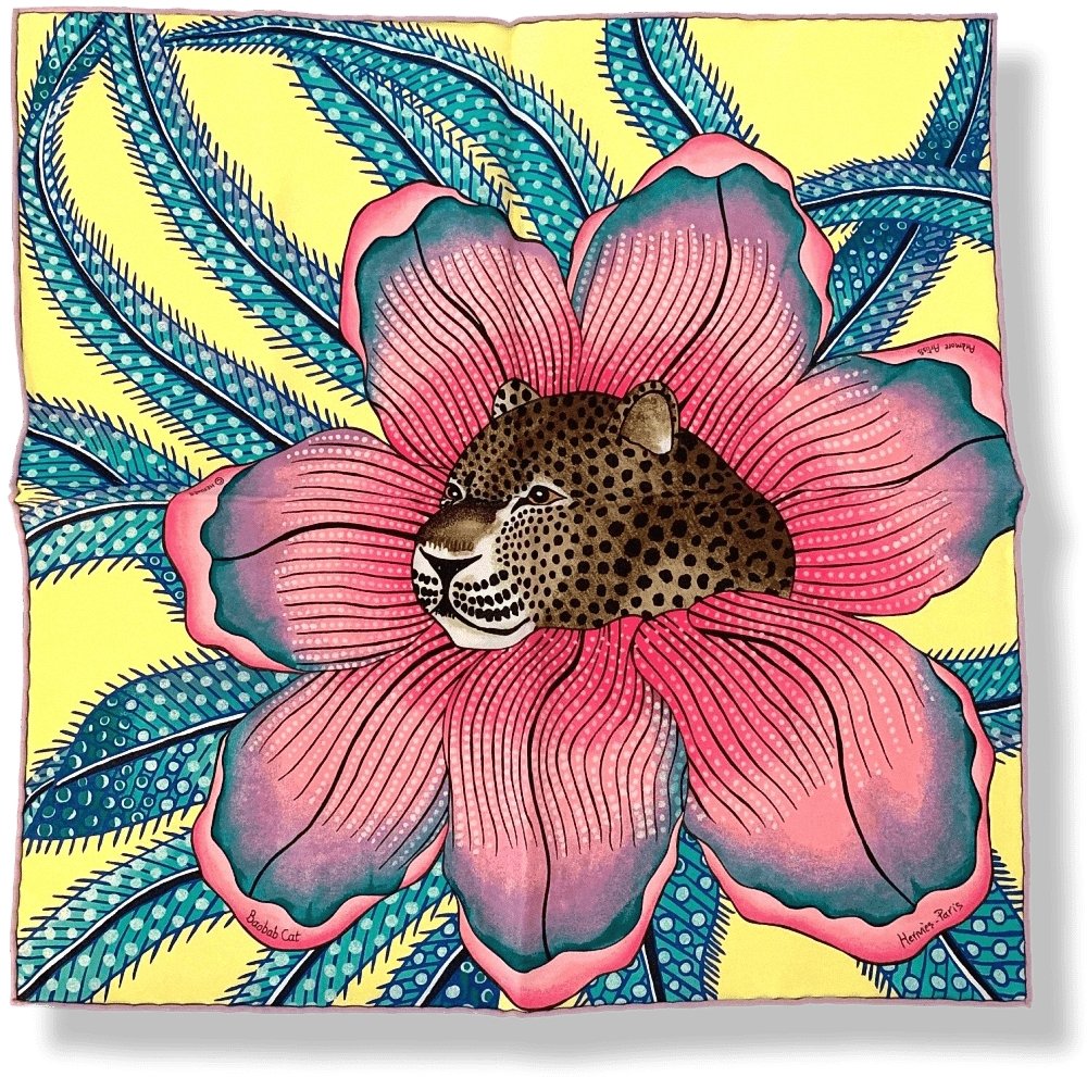 Hermes BAOBAB CAT by Ardmore Artists Twill Gavroche 42cm