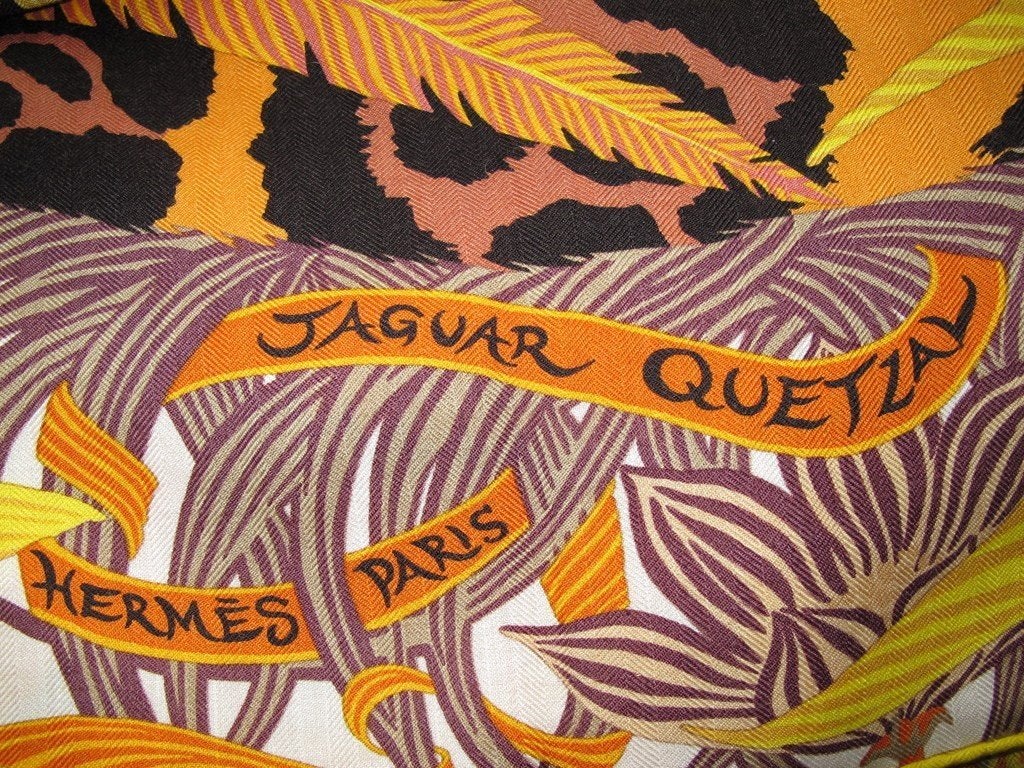 Hermes Yellow Jaguar Quetzal cashmere shawl