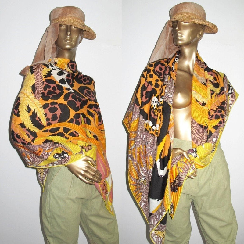 Hermes Yellow Jaguar Quetzal cashmere shawl