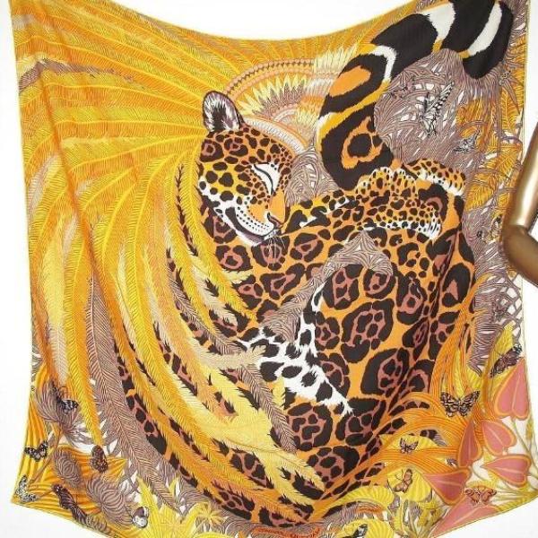 Hermes Yellow Jaguar Quetzal cashmere shawl