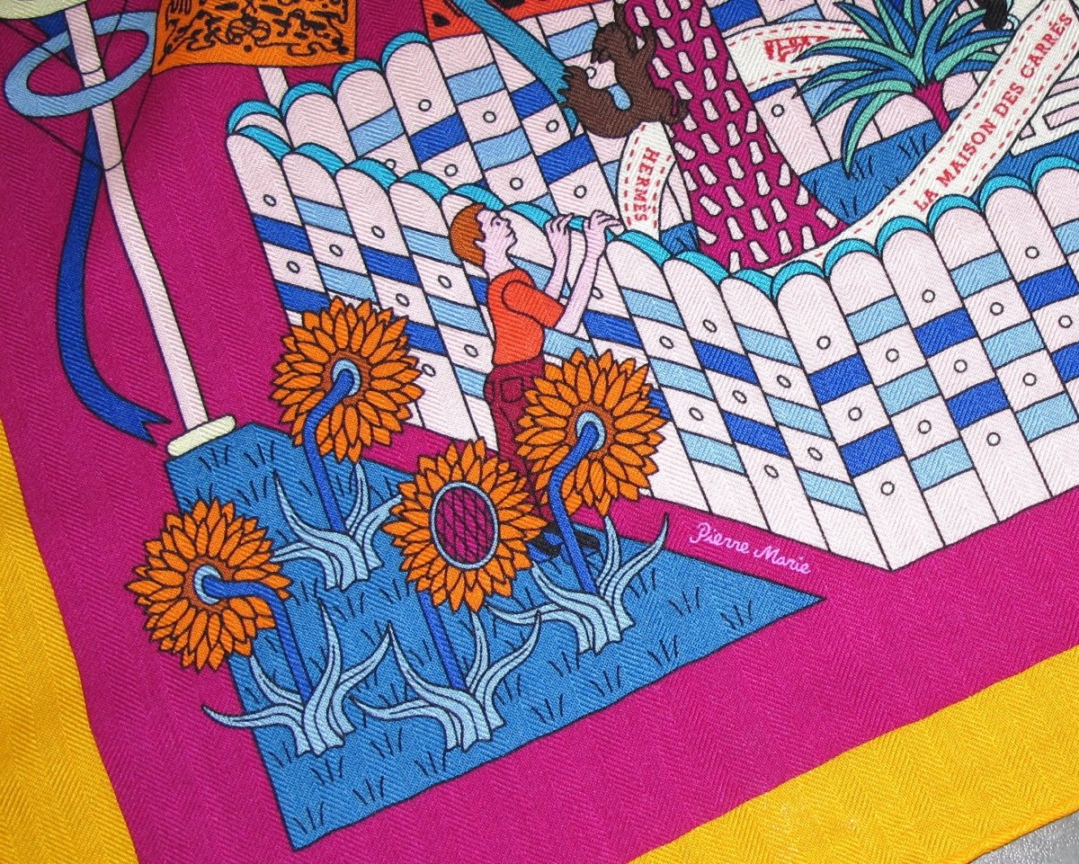 Hermes 2019 Orange Fuschia La Maison des Carres Cashmere Shawl 140, New!