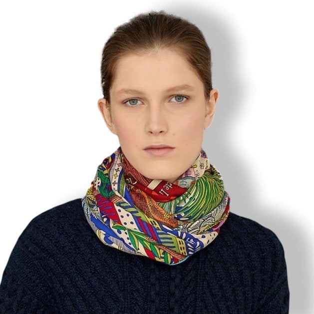 Hermes 2019 Orange/Vert/Multi ACTE III, SCENE I, LA CLAIRIERE by Edouard Baribeaud Cashmere Shawl 140, New!