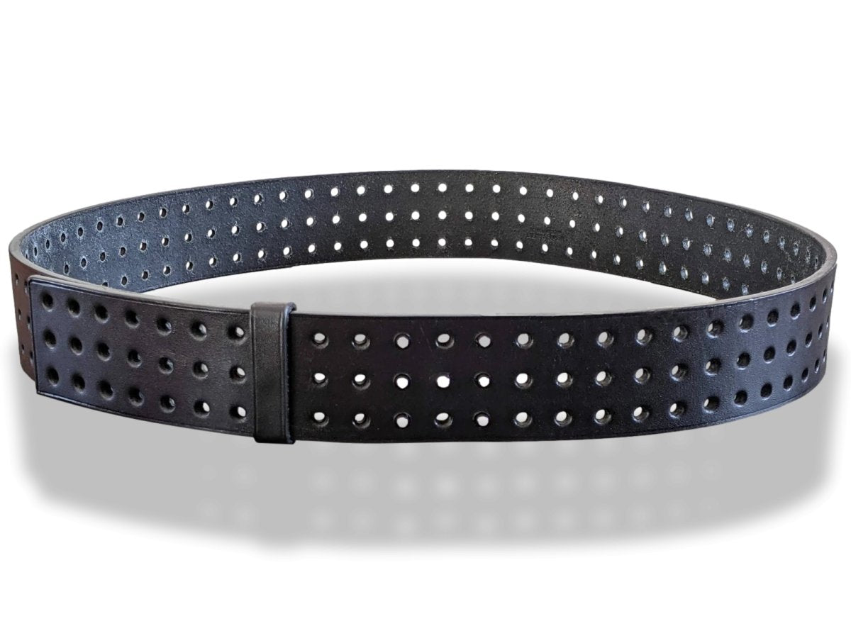 Hermes [202] 2012 Black Perforated Cow Leather Figure H Complete Belt GM Sz95, Superb in Box! - poupishop