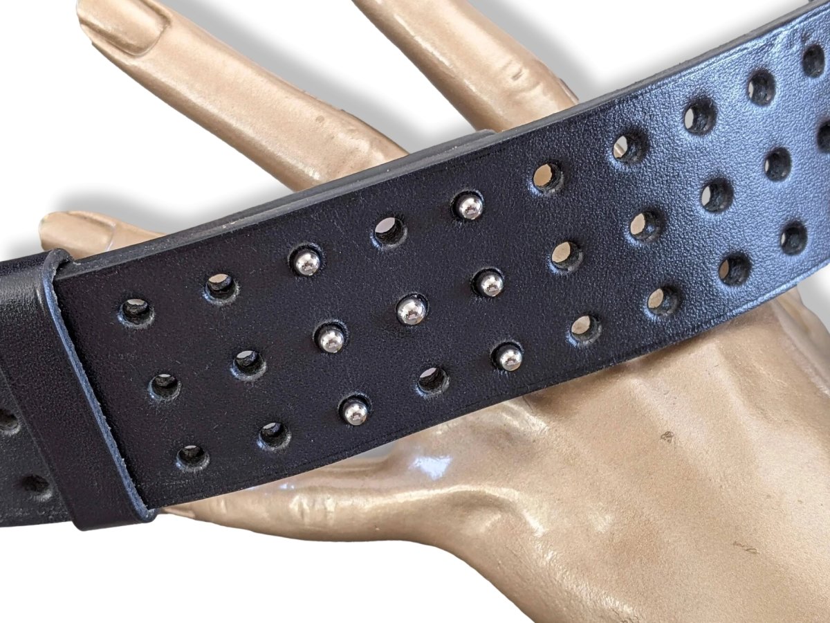 Hermes [202] 2012 Black Perforated Cow Leather Figure H Complete Belt GM Sz95, Superb in Box! - poupishop