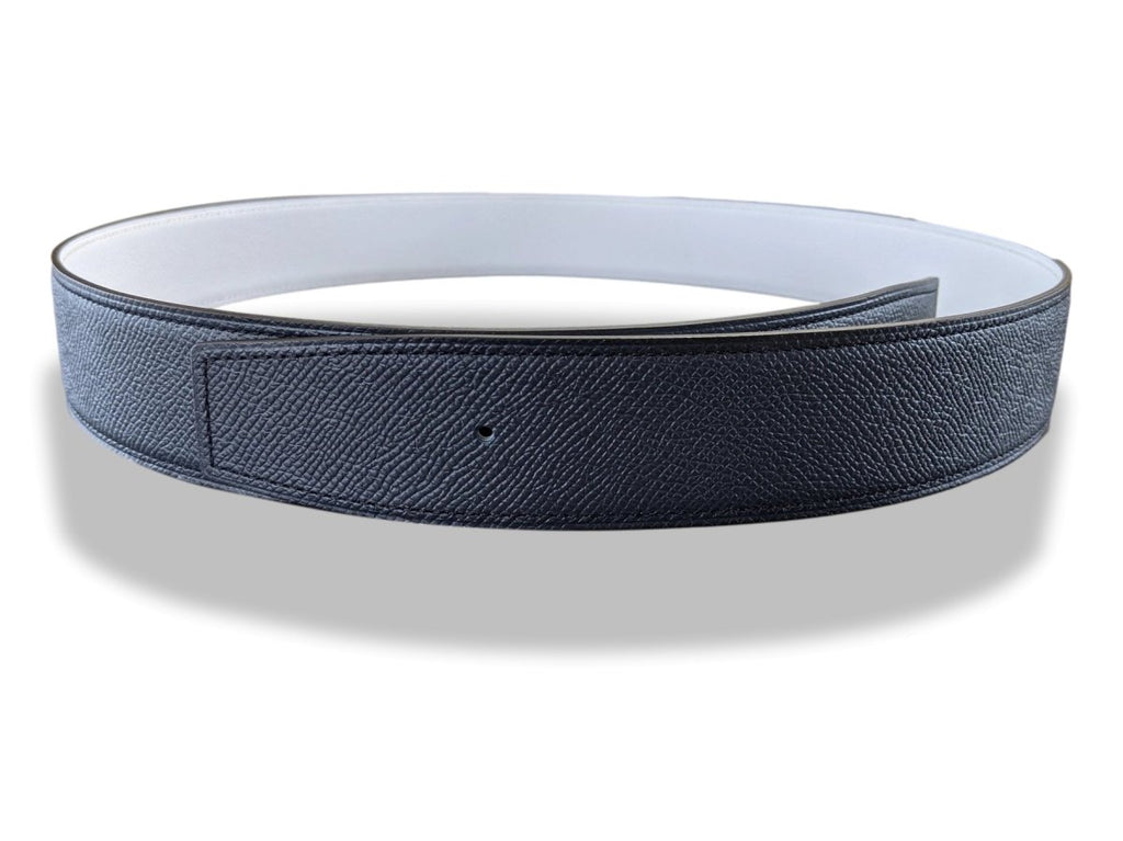 Hermes [118] Bleu Indigo/Bleu du Nord Epsom/Epsom Reversible Leather Belt Strap 38 mm BNWTIB! - poupishop