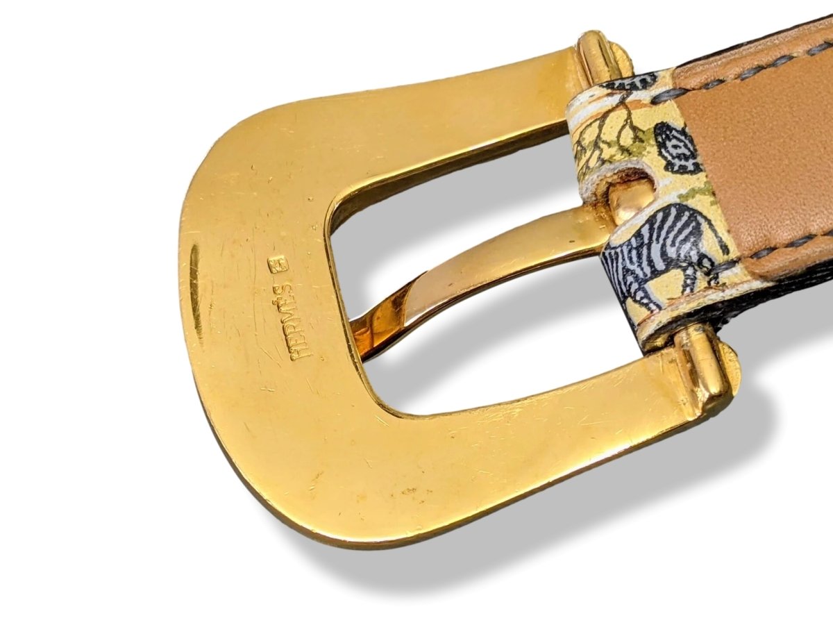Hermes ﻿[202] Vintage 1960-70s ZEBRES - ZEBRAS Printed Belt with Mexican Boucle Sz 72, Box! - poupishop