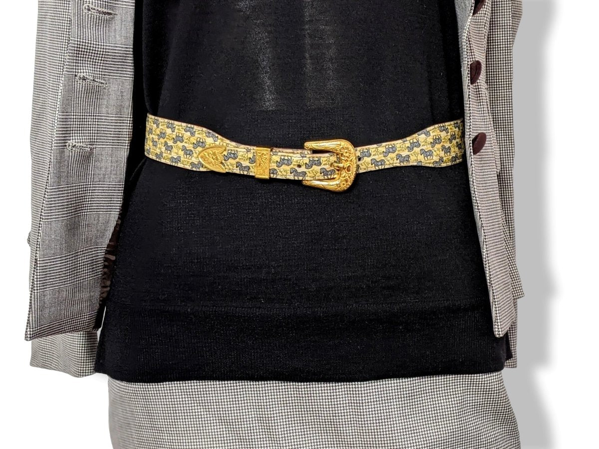 Hermes ﻿[202] Vintage 1960-70s ZEBRES - ZEBRAS Printed Belt with Mexican Boucle Sz 72, Box! - poupishop