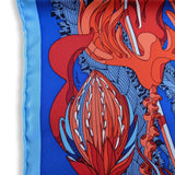 Hermes 2020 Bleu Royal/Rouge/Blanc "Fantaisues Botaniques Detail" by Virginie Jamin Twill Gavroche 45 cm, BNWT!