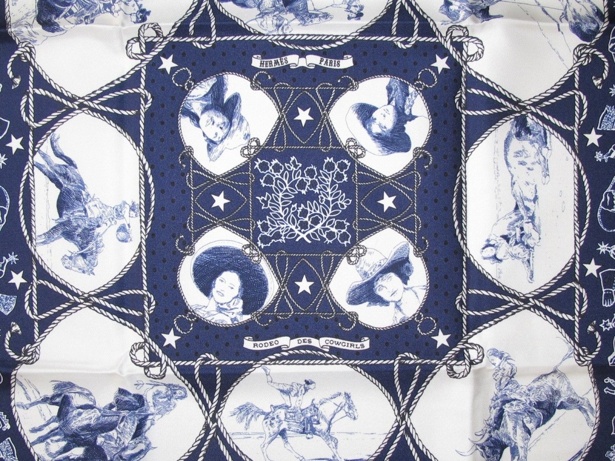 Hermes Rodeo des Cowgirls by Kermit Oliver Silk Bandana 55