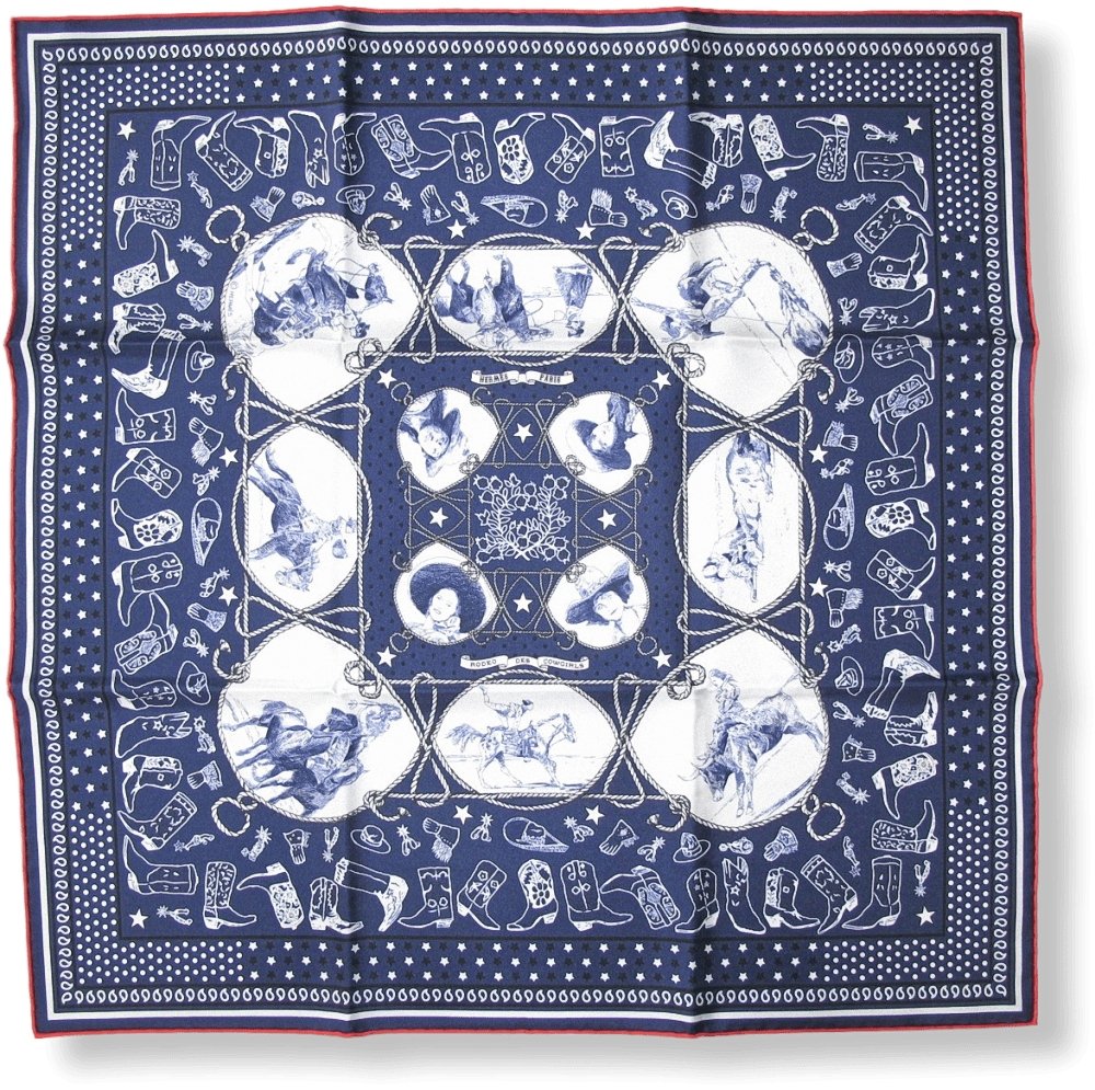 Hermes Rodeo des Cowgirls by Kermit Oliver Silk Bandana 55