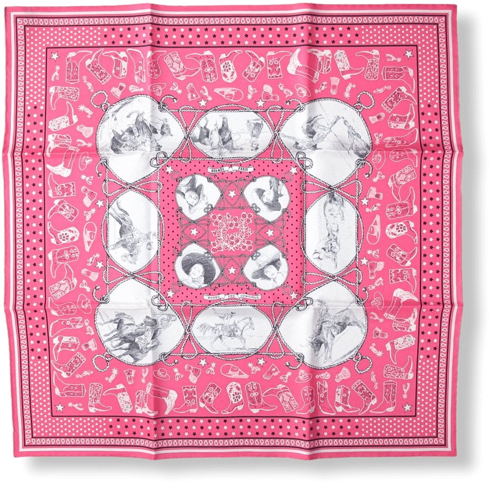 Hermes Rodeo des Cowgirls by Kermit Oliver Silk Bandana 55