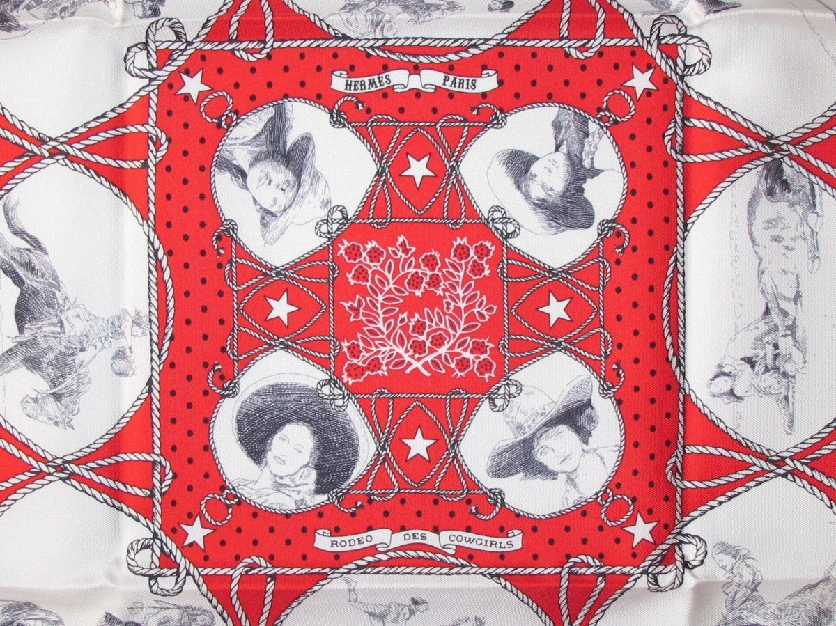 Hermes Rodeo des Cowgirls by Kermit Oliver Silk Bandana 55