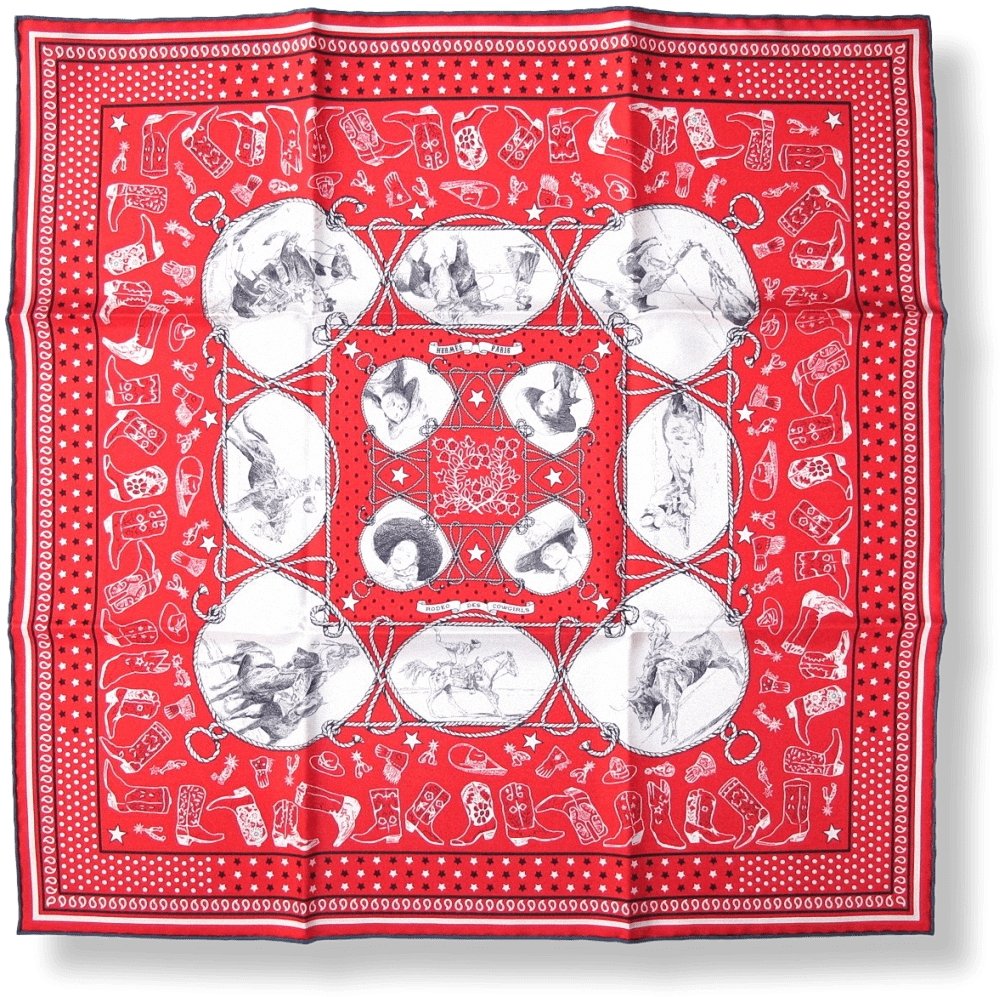 Hermes Rodeo des Cowgirls by Kermit Oliver Silk Bandana 55