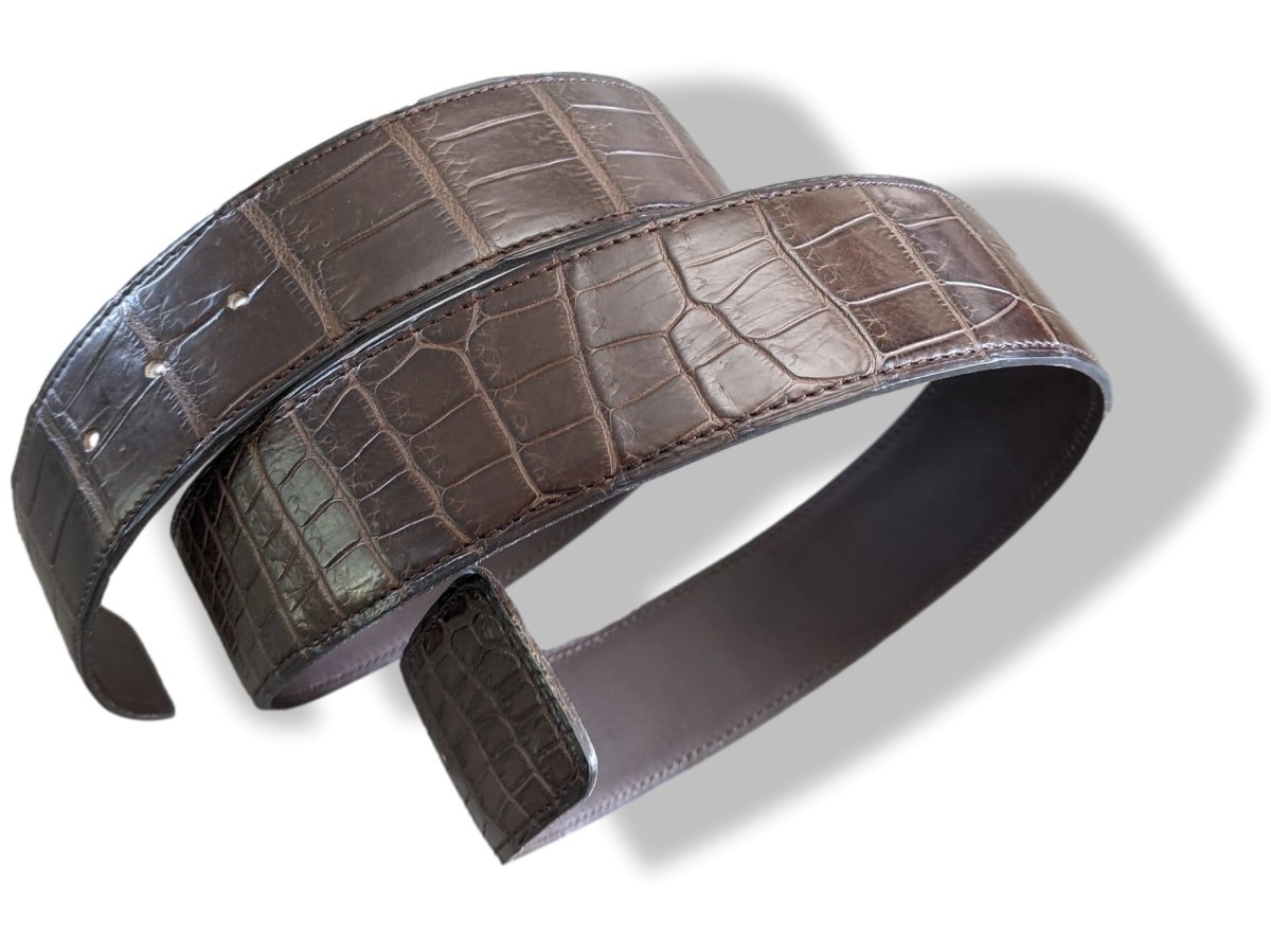 Hermes [203] Marron foncé Crocodile Alligator Reversible Strap Belt 42 MM Sz 90cm, Box! - poupishop