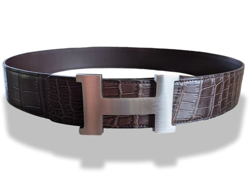 Equestrian Pressed Croc Leather Belt - 2 Inch - Maroon