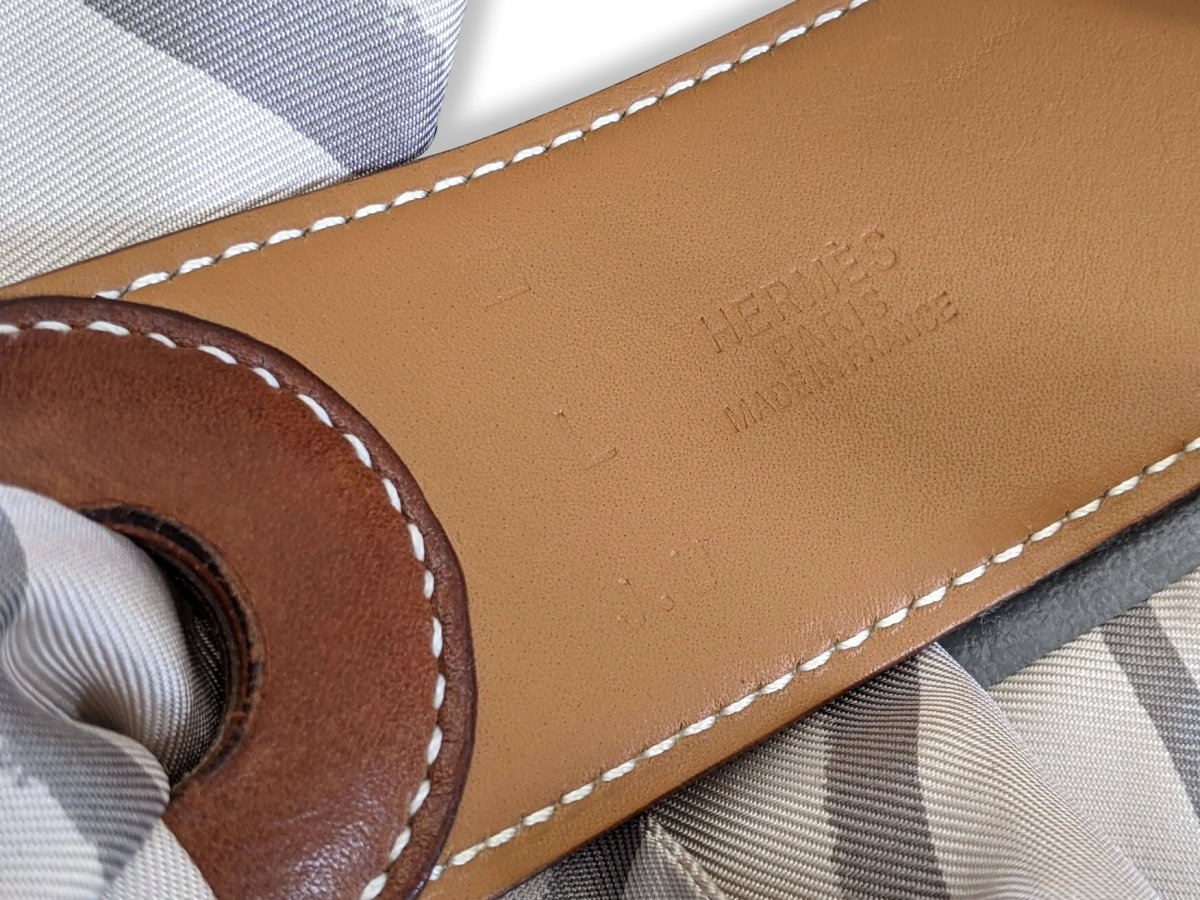 Hermes [204] 2005 Women's Fauve BARENIA Calfskin KIMONO Belt 40 mm with MEDITERRANEE Twilly, Box! - poupishop