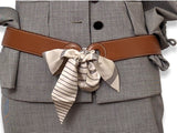 Hermes [204] 2005 Women's Fauve BARENIA Calfskin KIMONO Belt 40 mm with MEDITERRANEE Twilly, Box! - poupishop