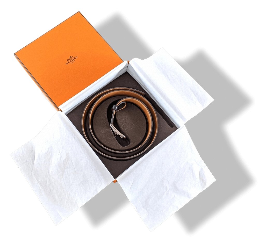 Hermes [21] Black Box/Gold Box Calfskin H BELT 32 MM Sz95, BNWIB! - poupishop