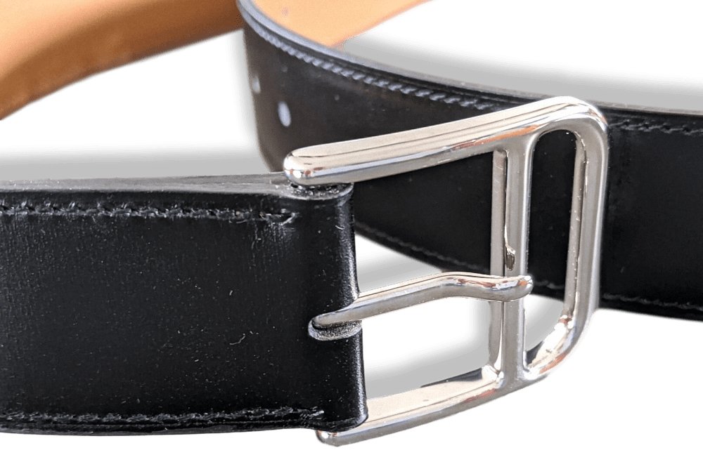 Hermes [21] Black Box/Gold Box Calfskin H BELT 32 MM Sz95, BNWIB! - poupishop