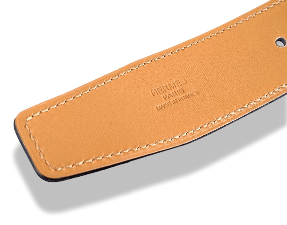 Hermes [21] Black Box/Gold Box Calfskin H BELT 32 MM Sz95, BNWIB! - poupishop