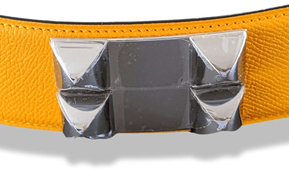 Hermes [23] 2012 Sun Epsom/Gold Box Calfskin COLLIER DE CHIEN Complete Belt GM Sz90cm, BNIB! - poupishop