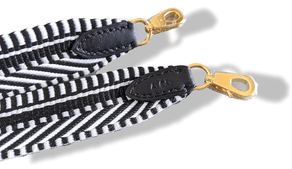 Hermes [27] Ecru-Noir/Noir Swift SANGLE CAVALE 25 MM GOLD Bag Strap 105 Small MSQ, NWTIB! - poupishop
