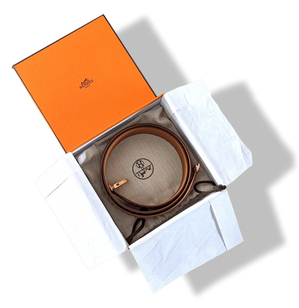 Hermes [29] Gold/Noir/Craie Epsom SANGLE TRESSAGE 40 MM OR Bag Strap 105, BNIB! - poupishop