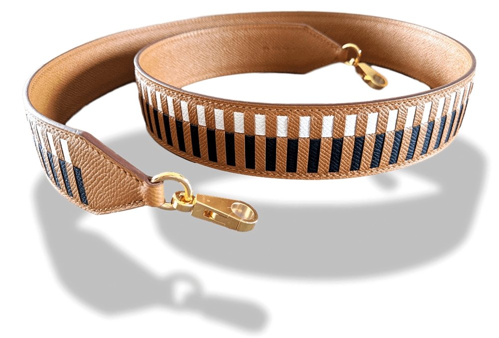 Hermes [29] Gold/Noir/Craie Epsom SANGLE TRESSAGE 40 MM OR Bag Strap 105, BNIB! - poupishop