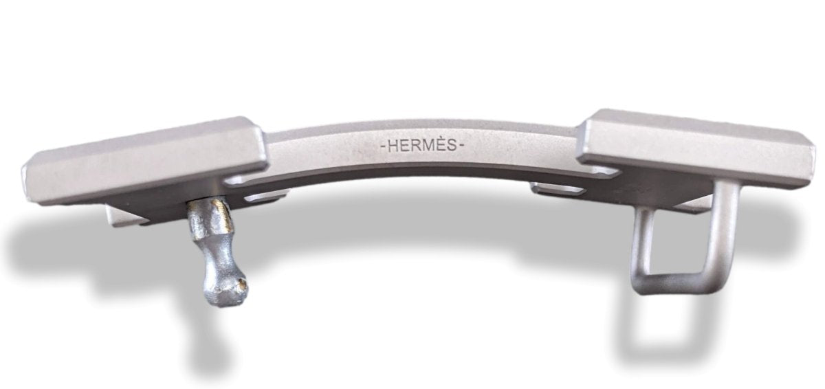 Hermes (3) Matt Silver Buckle of Belt H 32mm, New in Pochette!