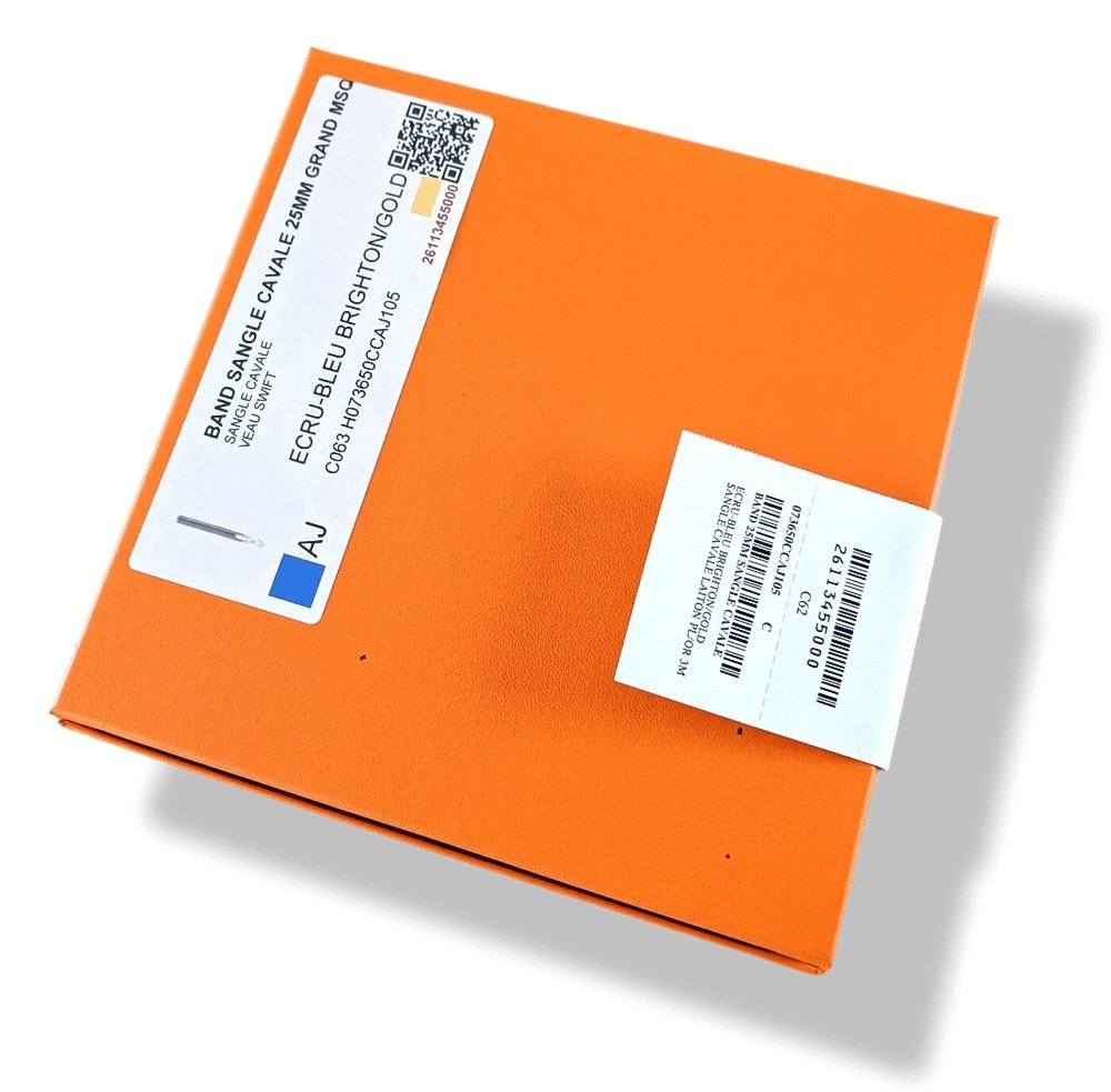 Hermes [30] Ecru-Bleu Brighton/Gold Swift SANGLE CAVALE 25 MM OR Bag Strap 105, BNIB! - poupishop
