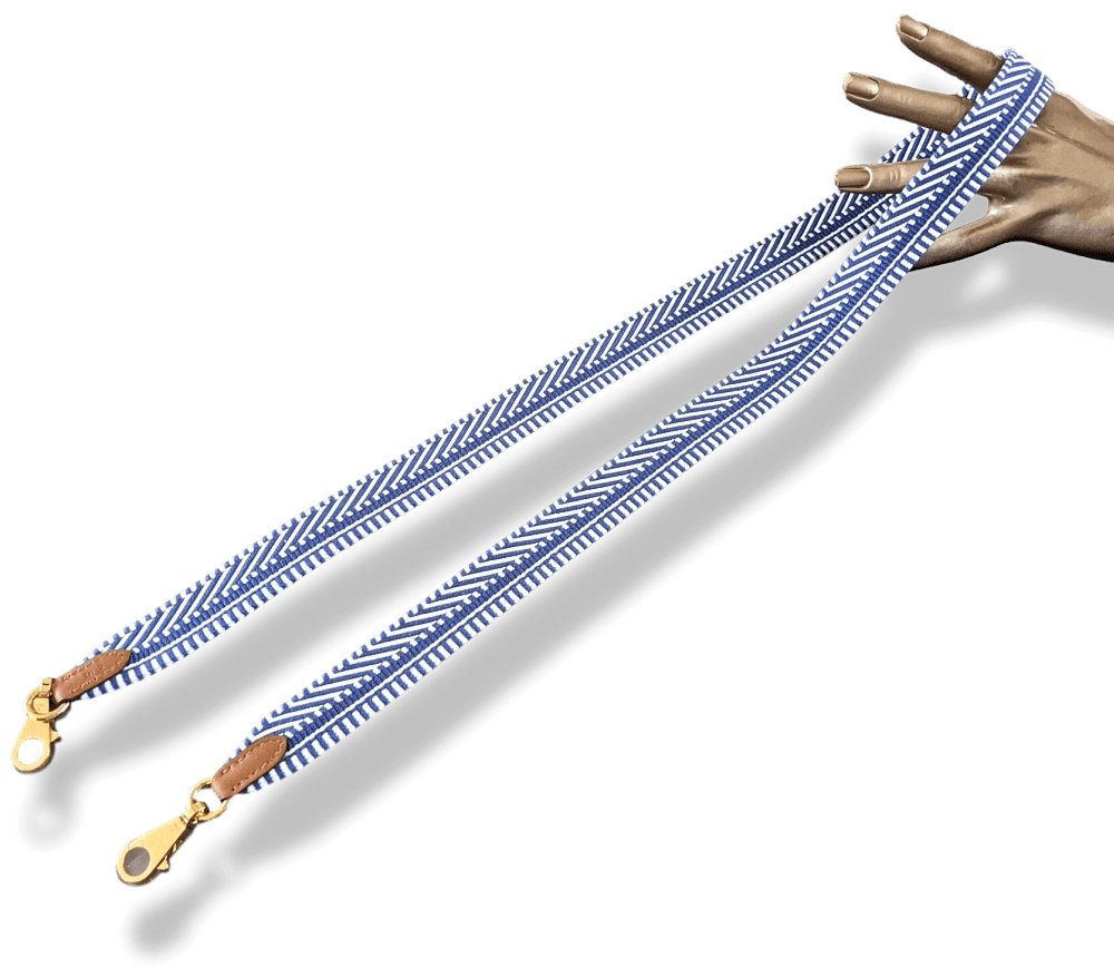 Hermes [30] Ecru-Bleu Brighton/Gold Swift SANGLE CAVALE 25 MM OR Bag Strap 105, BNIB! - poupishop