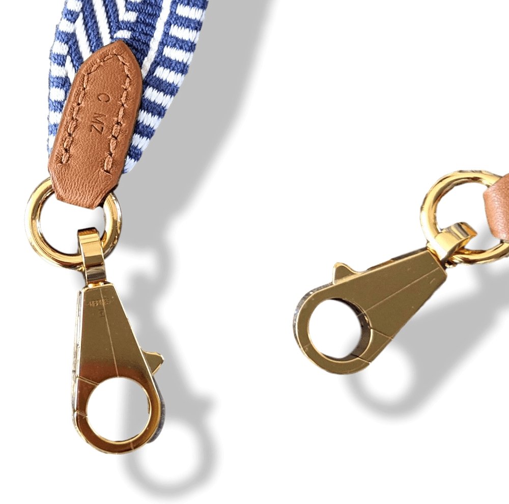 Hermes [30] Ecru-Bleu Brighton/Gold Swift SANGLE CAVALE 25 MM OR Bag Strap 105, BNIB! - poupishop