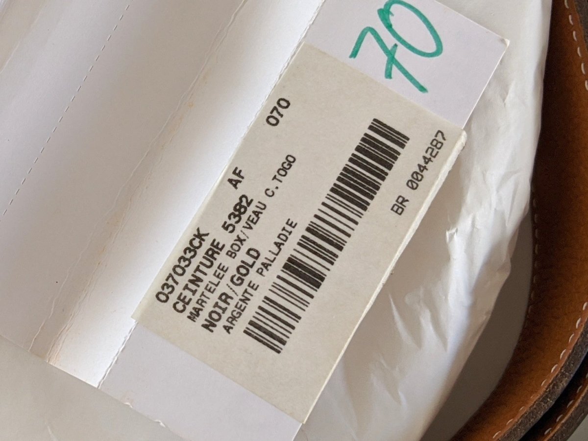 Hermes [34] 2002 Black Box/Gold Togo Reversible Leather Strap Belt 32 MM Sz70, NIB! - poupishop