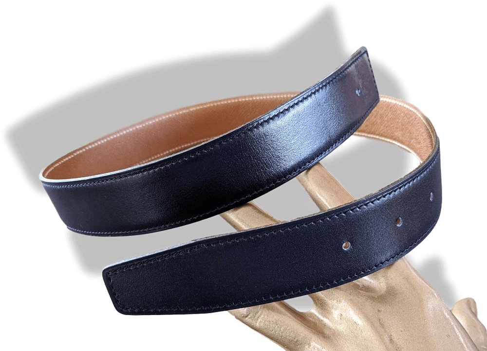 Hermes [36] 2000 Dark Blue Box/Gold Epsom Reversible Leather Strap Belt 32 MM Sz70, Mint in Box! - poupishop