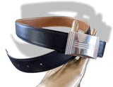 Hermes [36] 2000 Dark Blue Box/Gold Epsom Reversible Leather Strap Belt 32 MM Sz70, Mint in Box! - poupishop