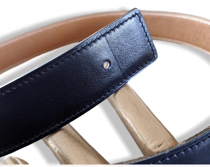 Hermes [36] 2000 Dark Blue Box/Gold Epsom Reversible Leather Strap Belt 32 MM Sz70, Mint in Box! - poupishop