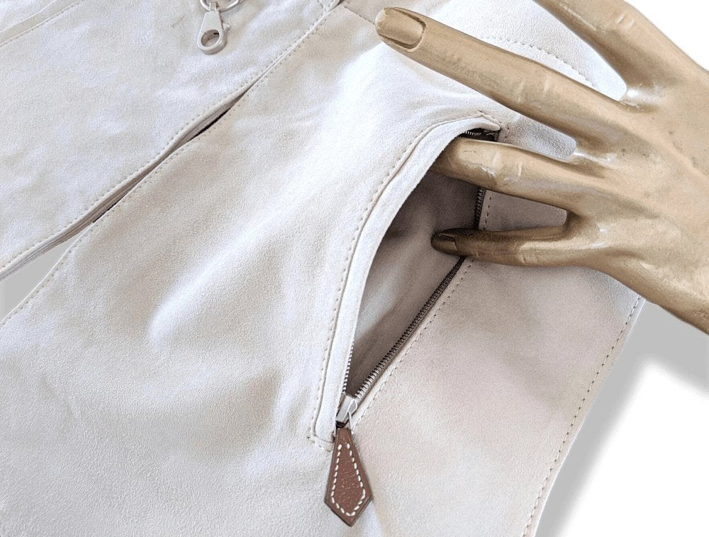 Hermes [39] 1999 Craie Doblis Suede POCKET BELT Texas Cow-Boy Style RARE, BNWT! - poupishop