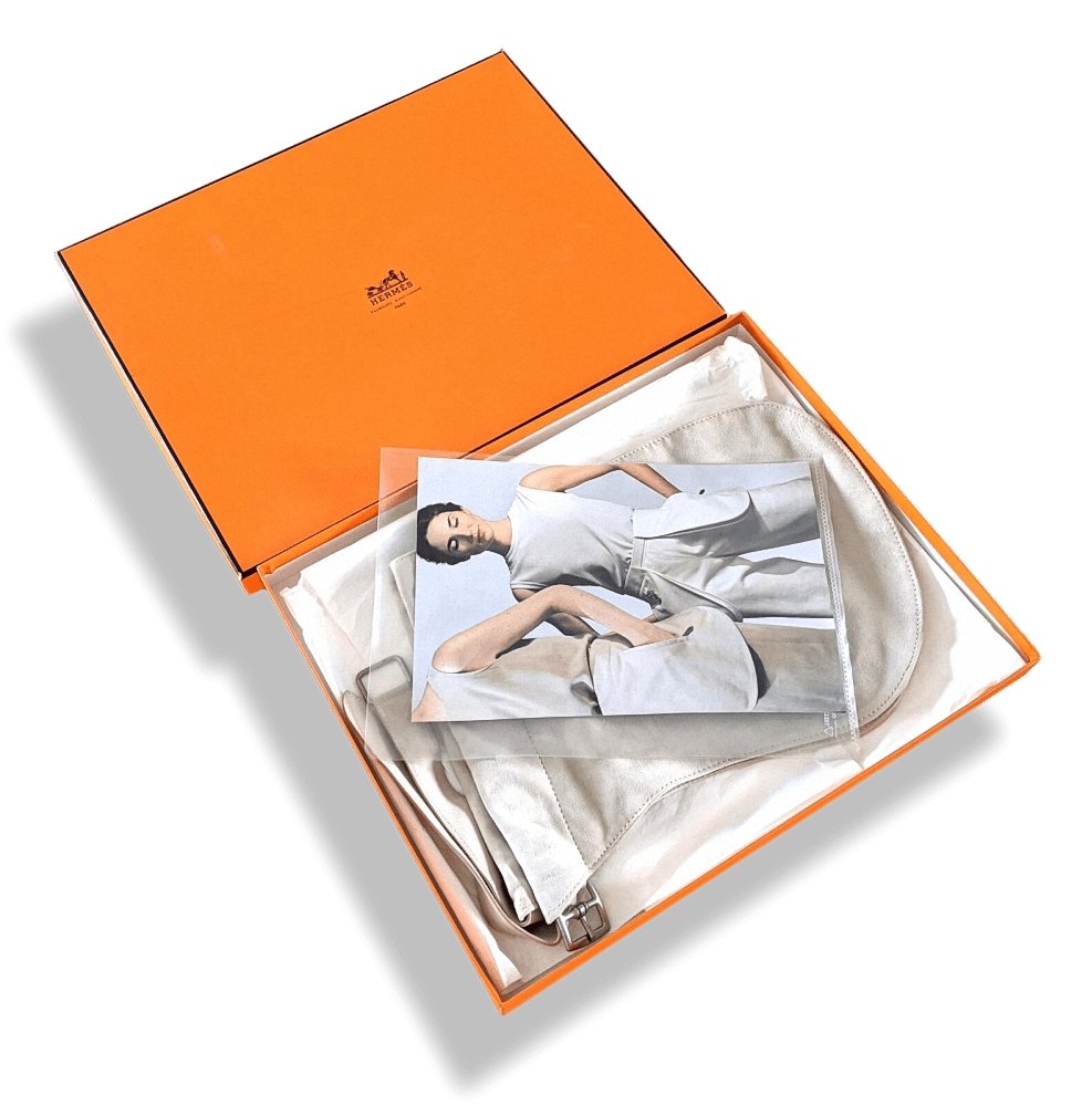 Hermes [39] 1999 Craie Doblis Suede POCKET BELT Texas Cow-Boy Style RARE, BNWT! - poupishop