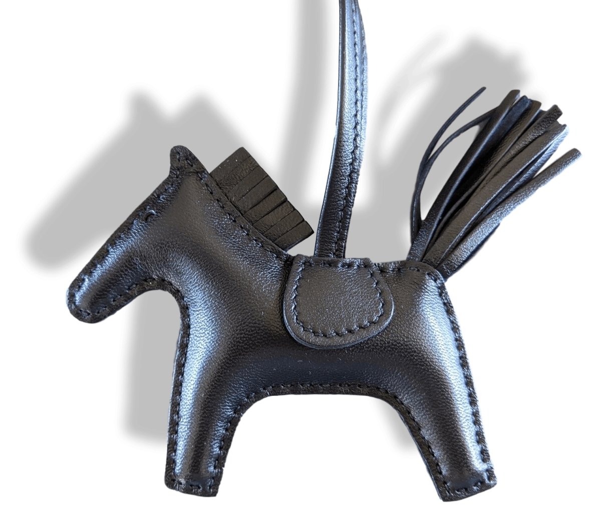 Hermes [45] Black/Black Lamb Milo RODEO GRI-GRI PM Horse Bag Charm, RARE in SO BLACK, BNIB! - poupishop