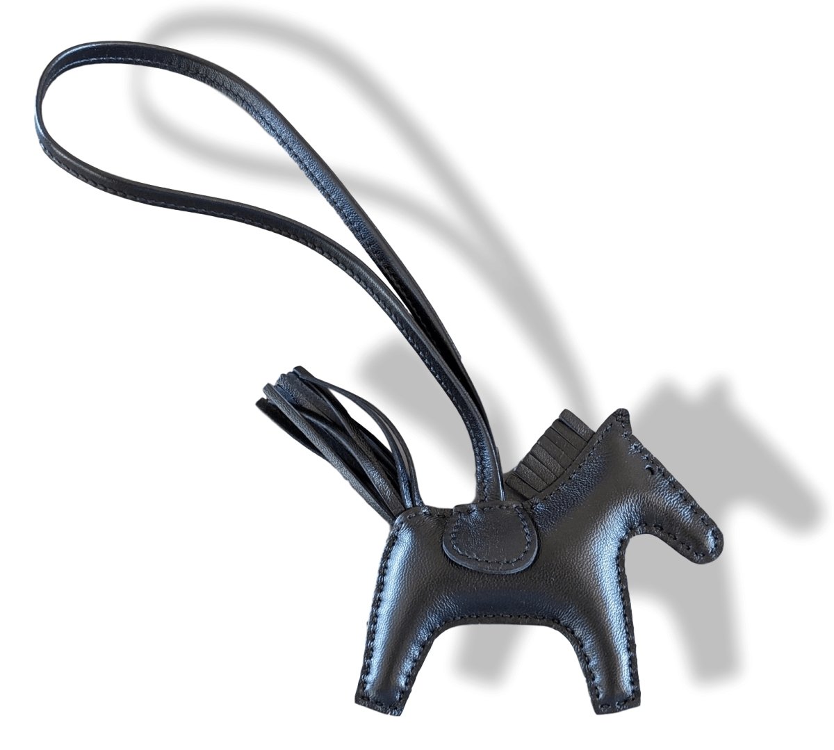 Hermes [45] Black/Black Lamb Milo RODEO GRI-GRI PM Horse Bag Charm, RARE in SO BLACK, BNIB! - poupishop