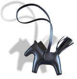 Hermes [45] Black/Black Lamb Milo RODEO GRI-GRI PM Horse Bag Charm, RARE in SO BLACK, BNIB! - poupishop