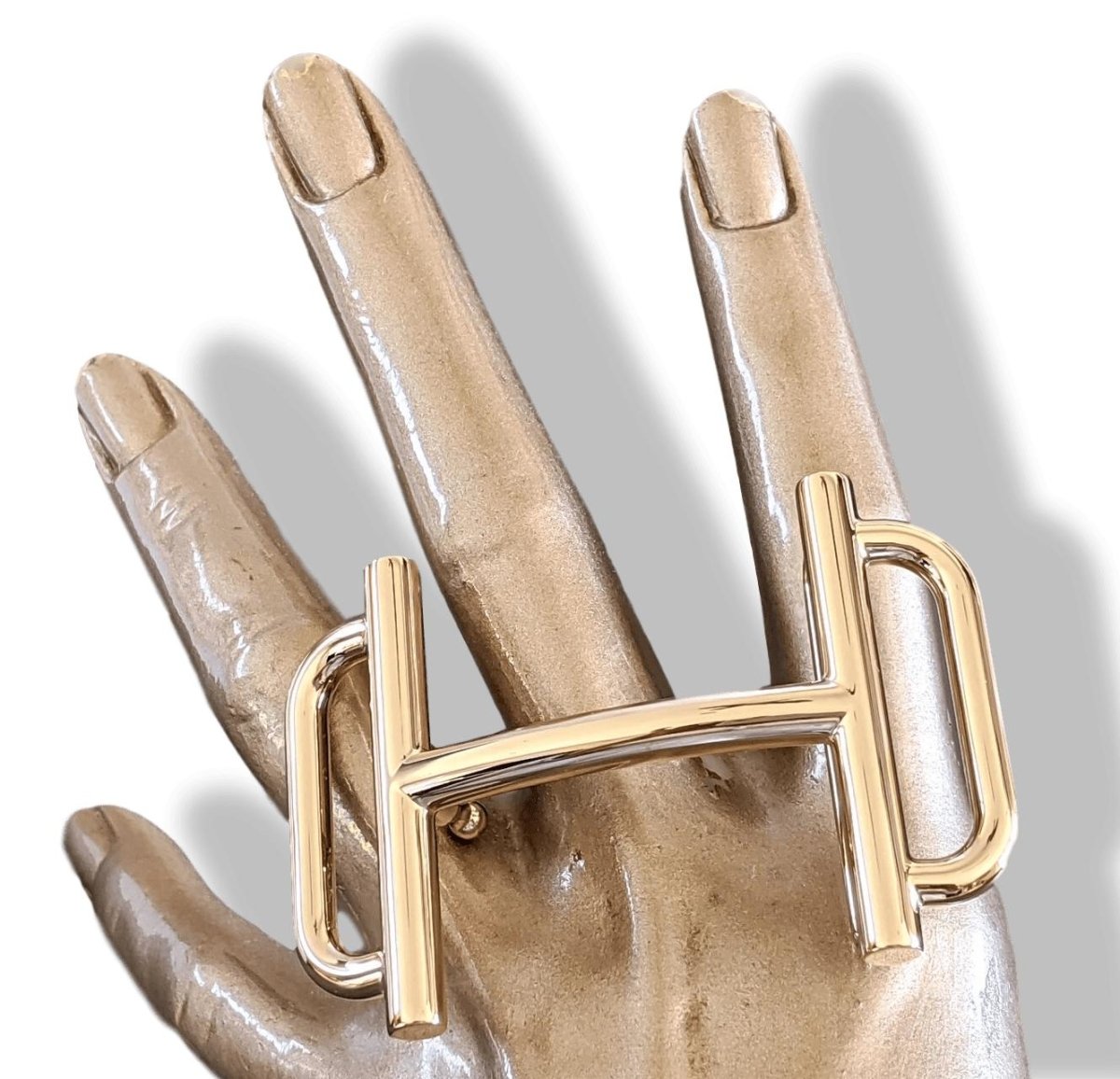 Hermes [49] Permabrass H ROYAL Belt Buckle 38 mm, New with Pouch and white Box! - poupishop