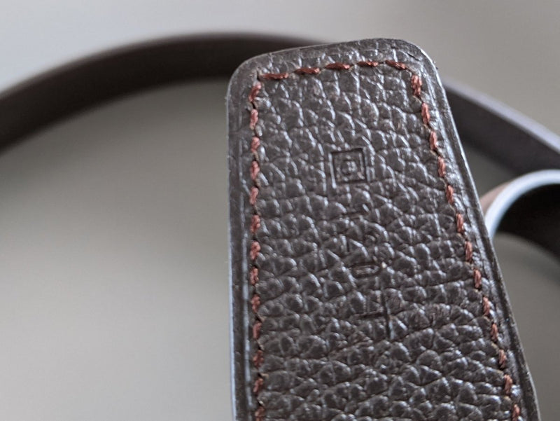 Hermes [5] 2013 Ebene Taurillon Gaucho/Vache Liegee Reversible Leather Strap Belt 32 MM Sz120, NIB! - poupishop