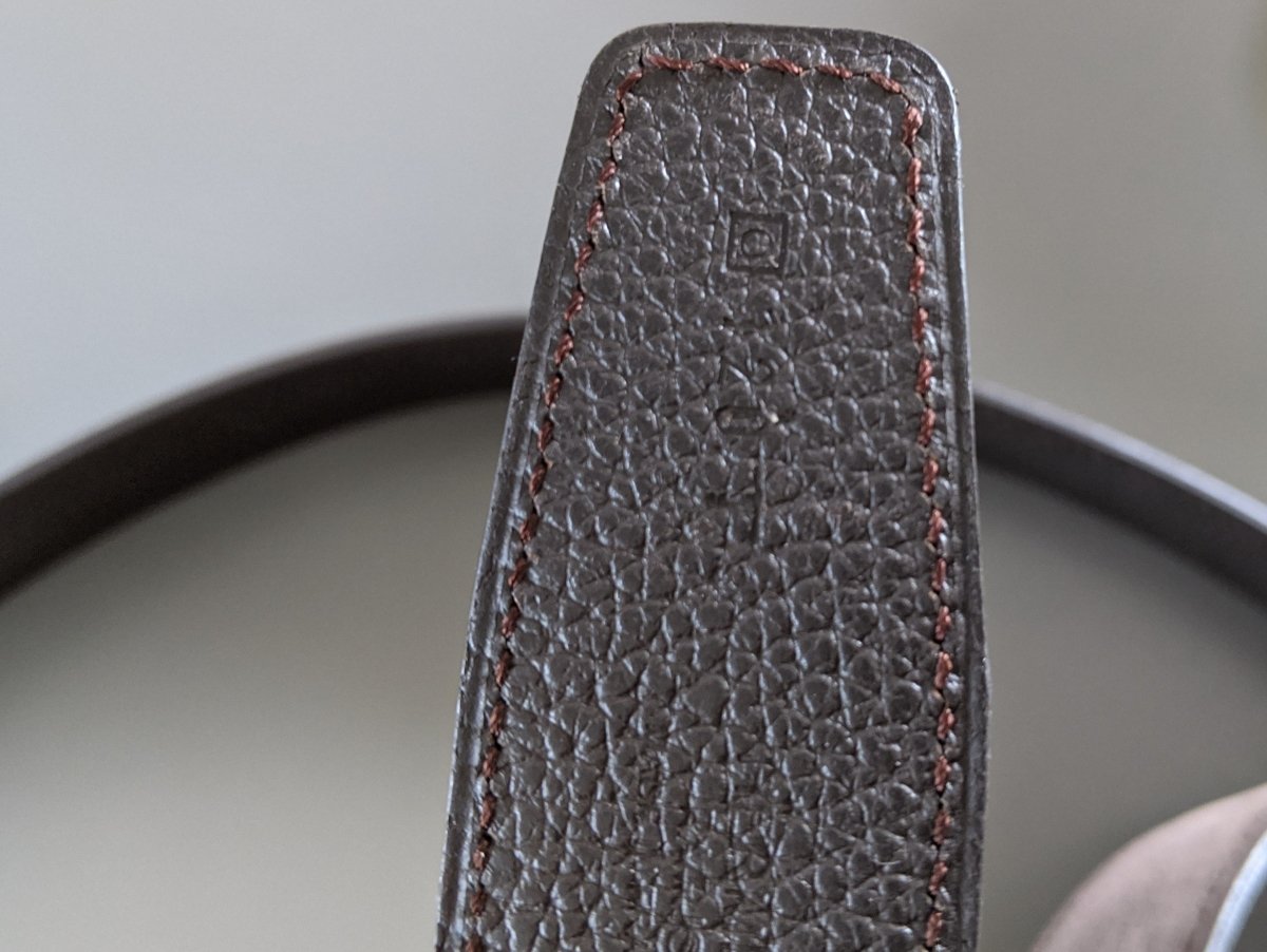 Hermes [5] 2013 Ebene Taurillon Gaucho/Vache Liegee Reversible Leather Strap Belt 32 MM Sz120, NIB! - poupishop