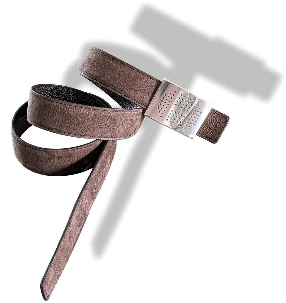 Hermes [5] Ebene Taurillon Gaucho/ Vache Liegee Reversible Leather Strap Belt 32 MM, NIB! - poupishop