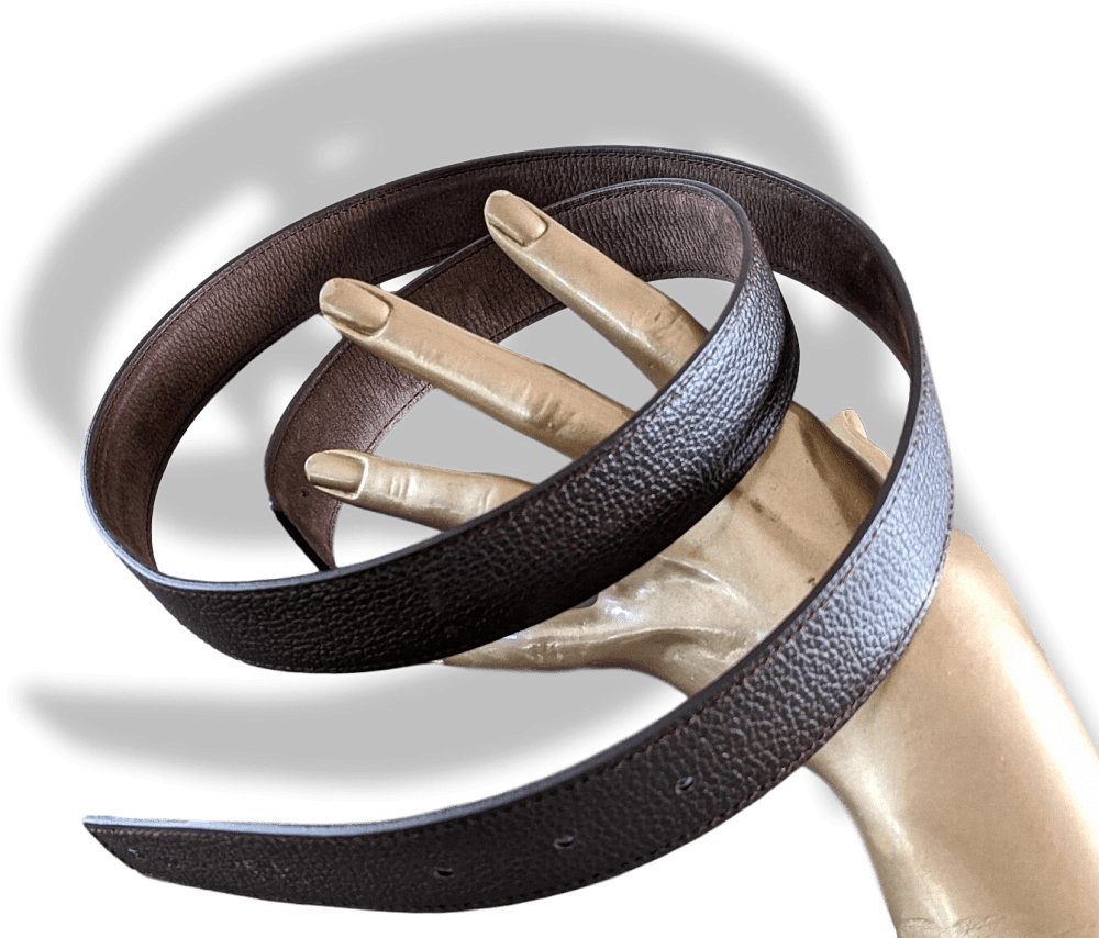 Hermes [5] Ebene Taurillon Gaucho/ Vache Liegee Reversible Leather Strap Belt 32 MM, NIB! - poupishop