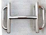 Hermes [50] Silver Laiton Palladium H ROYAL Belt Buckle 38 mm, New with Pouch and white Box! - poupishop